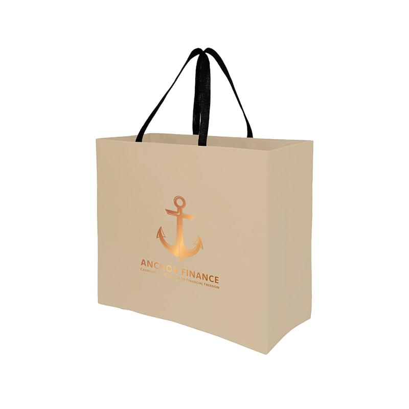 Sugarcane Paper Sustainable Bag with Embedded Web-Style Paper Handle |16x6x12| - Foil Stamp