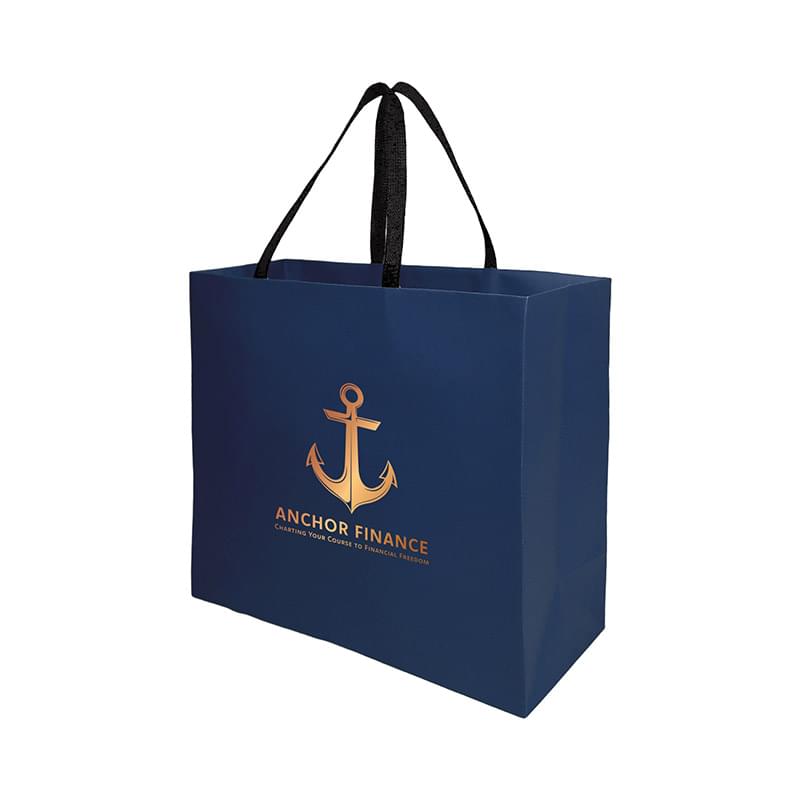 Sugarcane Paper Sustainable Bag with Embedded Web-Style Paper Handle |16x6x12| - Foil Stamp