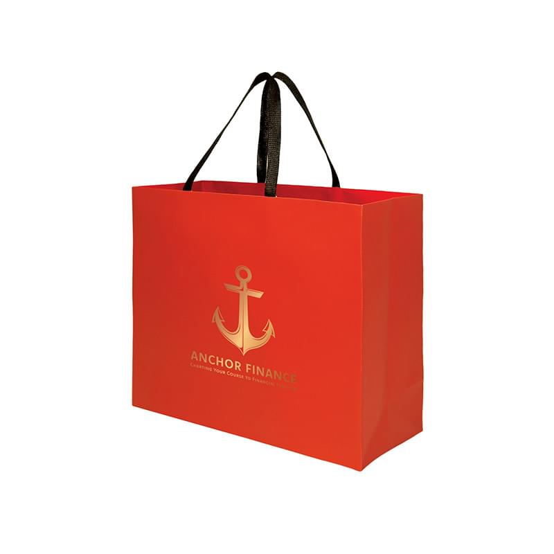 Sugarcane Paper Sustainable Bag with Embedded Web-Style Paper Handle |16x6x12| - Foil Stamp