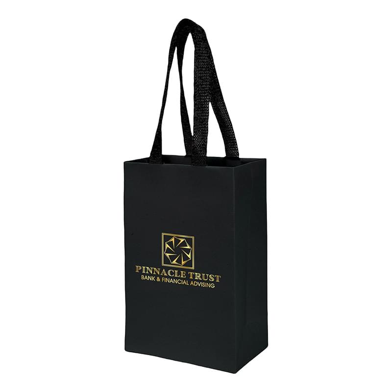 Sugarcane Paper Sustainable Bag with Embedded Web-Style Paper Handle |5x3x8| - Foil Stamp