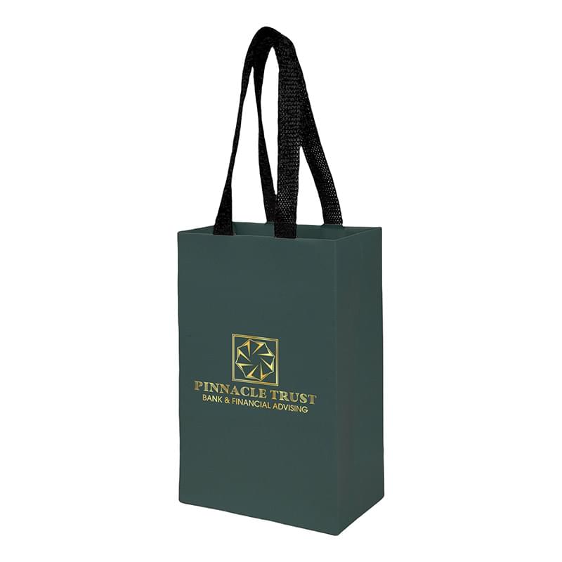 Sugarcane Paper Sustainable Bag with Embedded Web-Style Paper Handle |5x3x8| - Foil Stamp