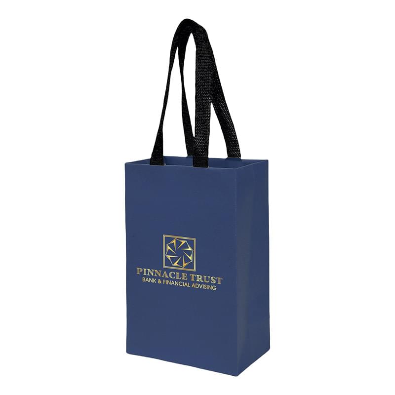 Sugarcane Paper Sustainable Bag with Embedded Web-Style Paper Handle |5x3x8| - Foil Stamp
