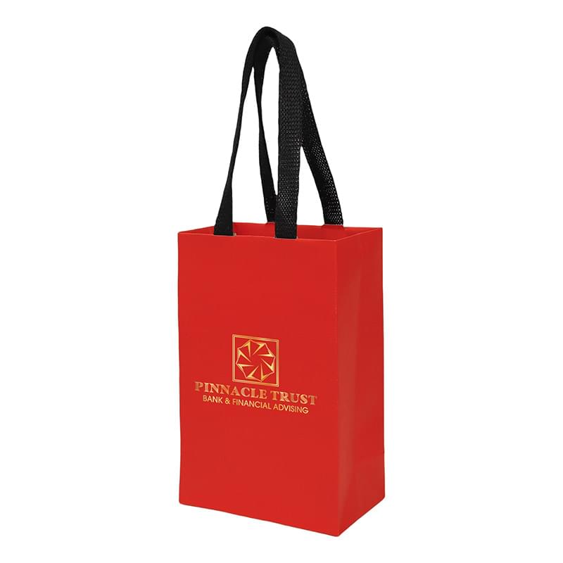 Sugarcane Paper Sustainable Bag with Embedded Web-Style Paper Handle |5x3x8| - Foil Stamp