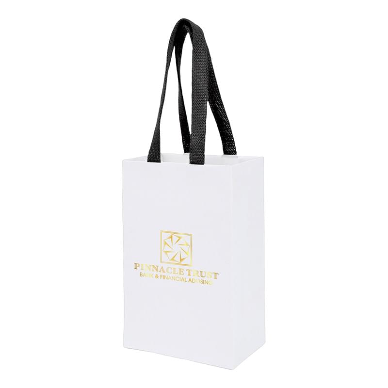Sugarcane Paper Sustainable Bag with Embedded Web-Style Paper Handle |5x3x8| - Foil Stamp
