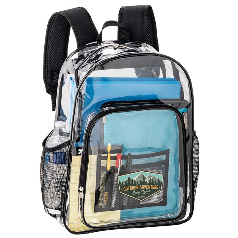 Clear Cold Resistant Heavy Duty PVC Backpack with Adjustable Shoulder Straps & Front Zipper Pocket (12 3/4"x5 3/4"x17") 