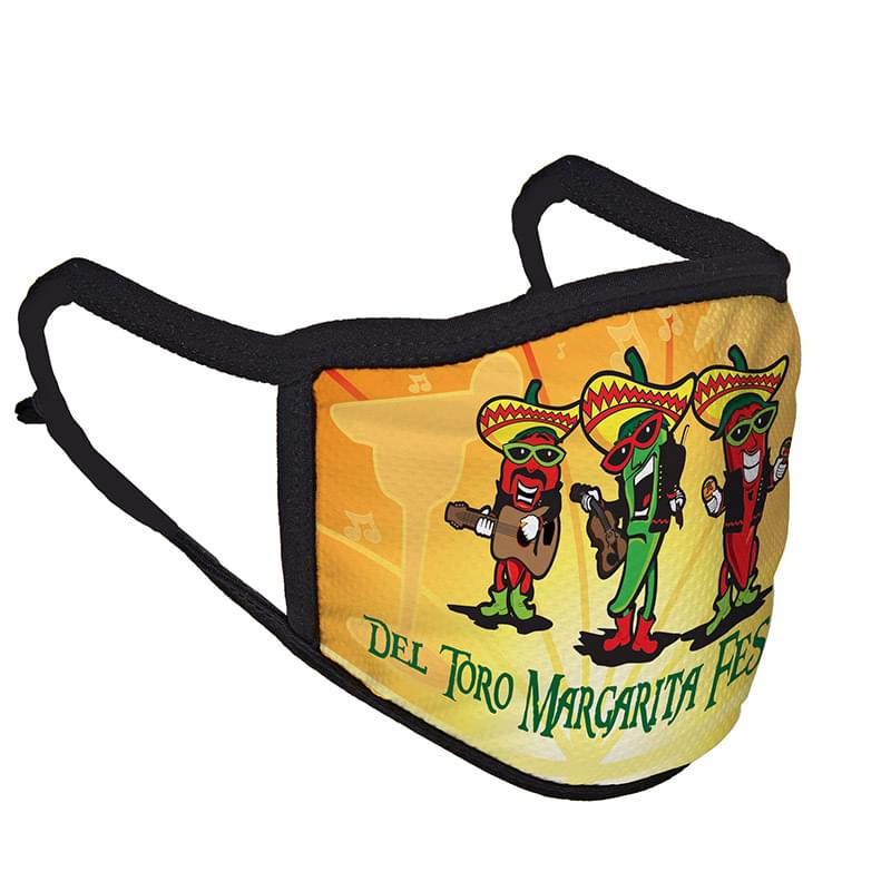 Sublimated 3-Ply Polyester Face Mask with Adjustable Ear Loops - Dye Sublimation