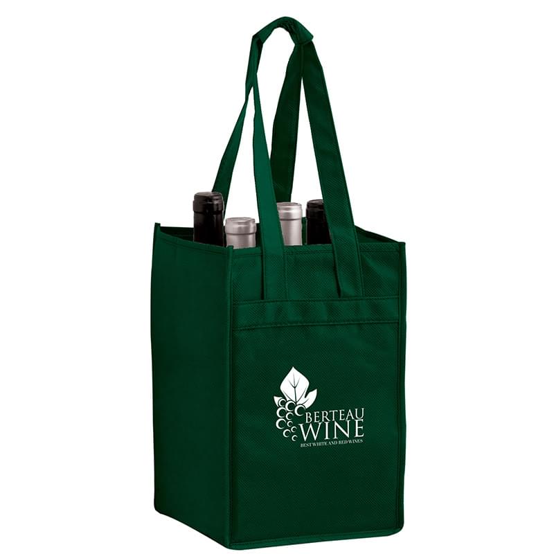 Vineyard Collection - 4 Bottle Non-Woven Wine Tote Bag |7x7x11| - Screen Print