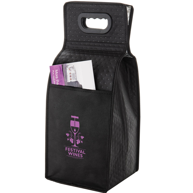 Insulated Wine Tote Bag - 4 Bottle Non-Woven Tote (7.5"x7"x19.5") - Screen Print