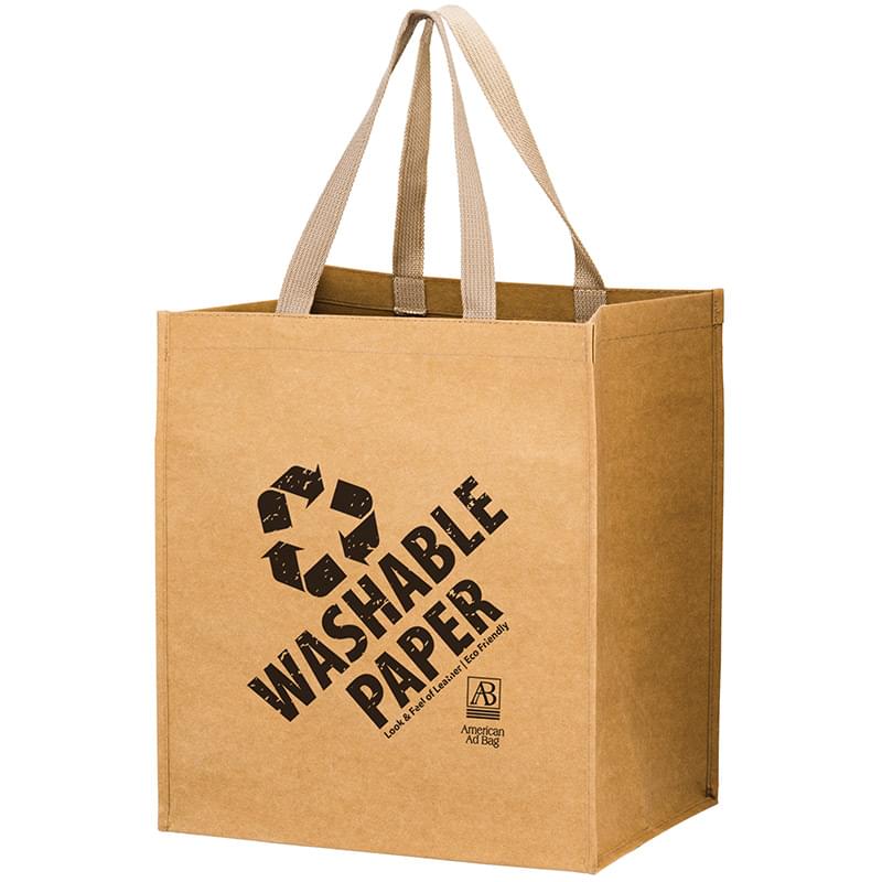 TYPHOON - Washable Kraft Paper Grocery Tote Bag with Web Handle |13x10x15| - Screen Print