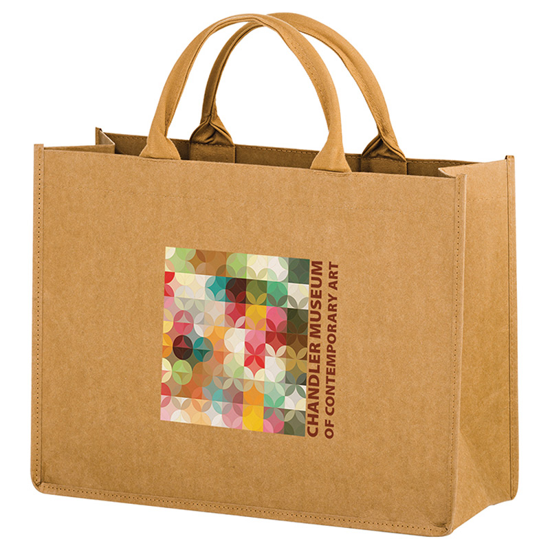 Washable Kraft Paper Fabric Tote Bag w/Contoured Handles (16"x6"x12") - Color Evolution