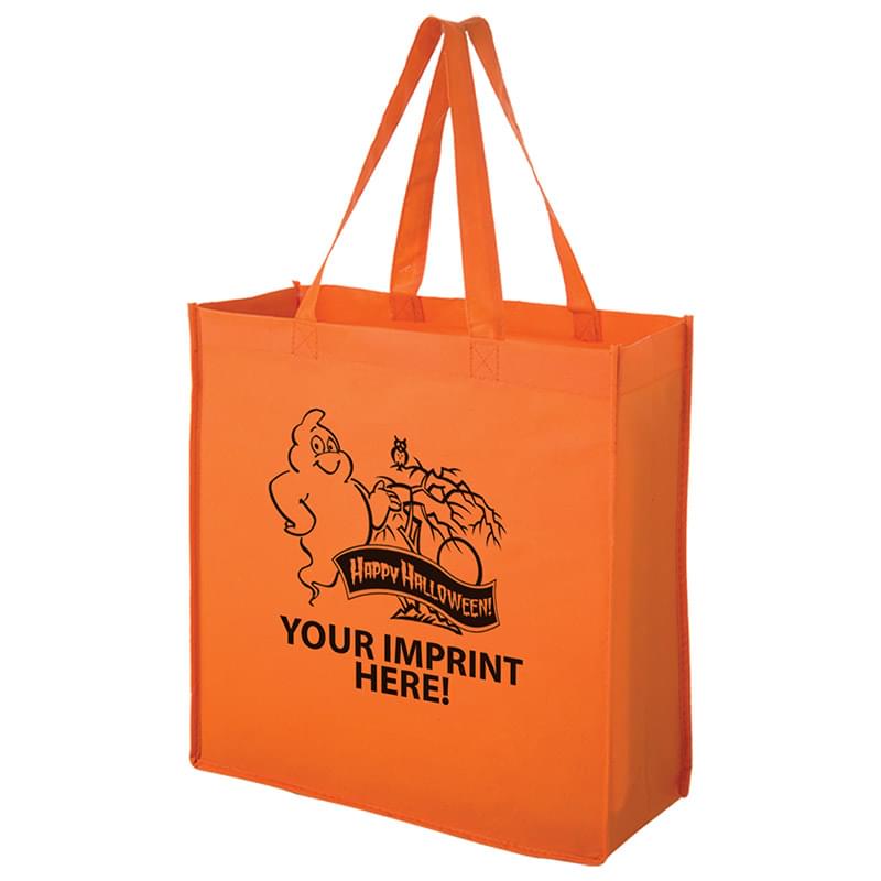 Halloween Stock Design Orange Non-Woven Tote Bag ? Ghost - Customized (13"x5"x13") - Screen Print