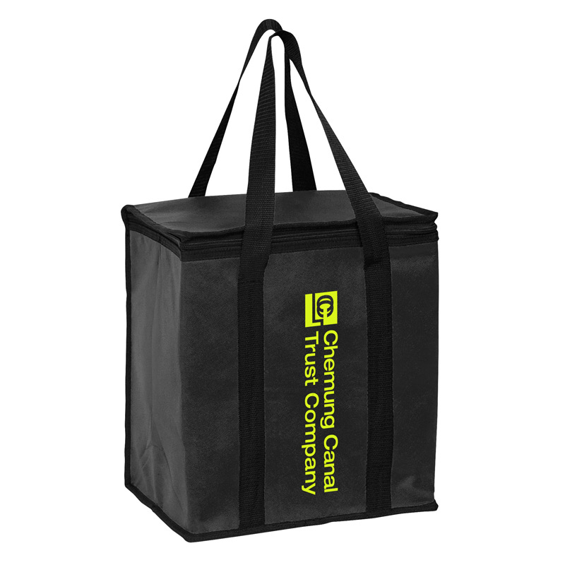 Insulated Non-Woven Square Zipper Top Tote Bag w/Insert (12"x8"x13") - Screen Print