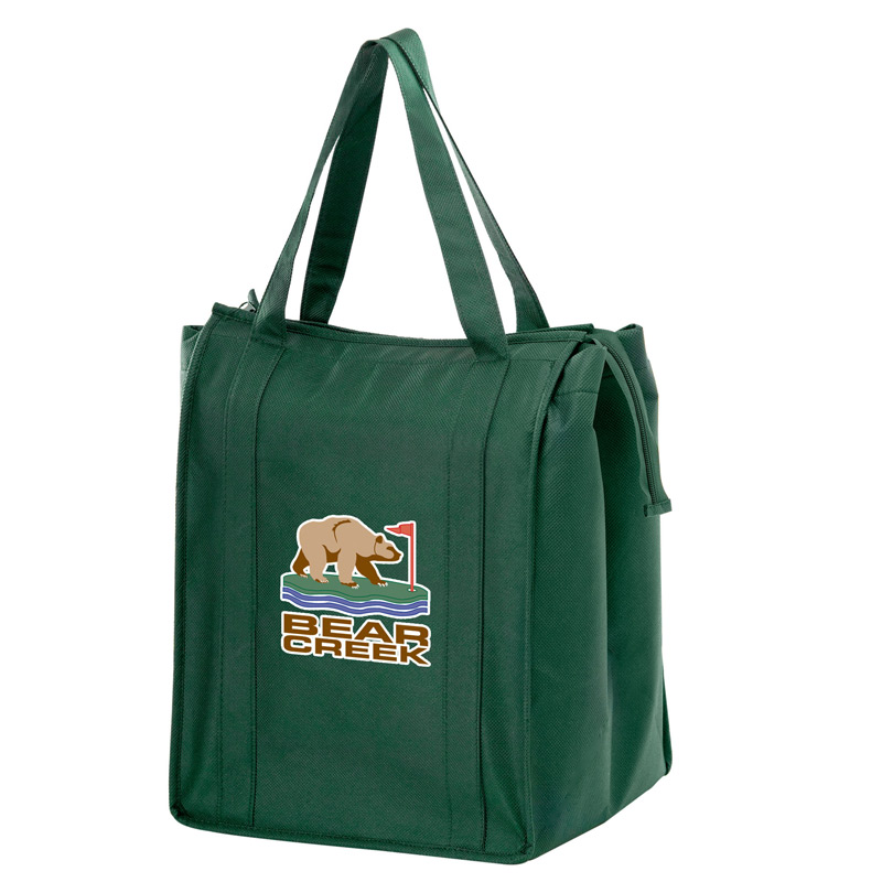 Insulated Non-Woven Grocery Tote Bag w/Insert and Full Color (13"x10"x15") - Color Evolution