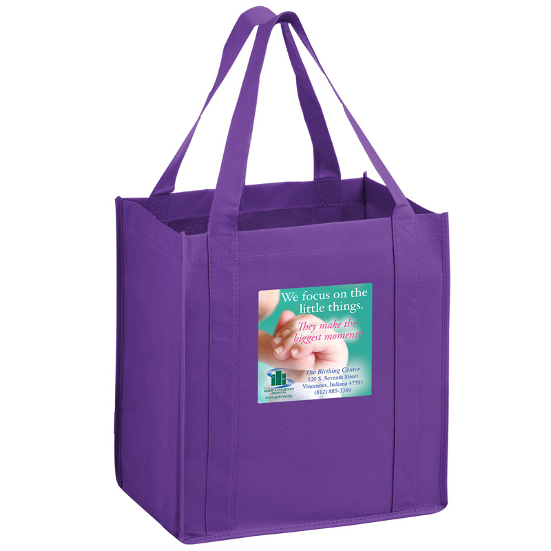 Heavy Duty Non-Woven Grocery Tote Bag w/Insert and Full Color (12"x8"x13") - Color Evolution