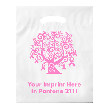 Breast Cancer Awareness Stock Design Die Cut LDPE Bag ? Tree - Customized (12"x15"x3") - Flexo Ink