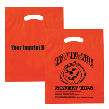 Halloween Stock Design Orange Die Cut Bag • Happy Halloween (12"x15"x3") - Flexo Ink
