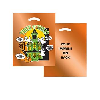 Stock Design Halloween Die Cut Bag • Haunted House (Orange Reflective) |12x15| - Flexo Ink