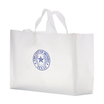 Clear Frosted Soft Loop Plastic Shopper Bag w/Insert (16"x6"x12") - Flexo Ink