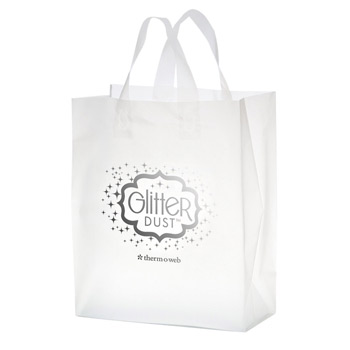 Clear Frosted Soft Loop Plastic Shopper Bag w/Insert (8"x4"x11") - Foil Stamp