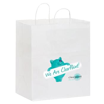 White Kraft Paper Take-Out Twisted Paper Handle Shopper |14 1/2x9 1/2x16 1/4| - Color Evolution