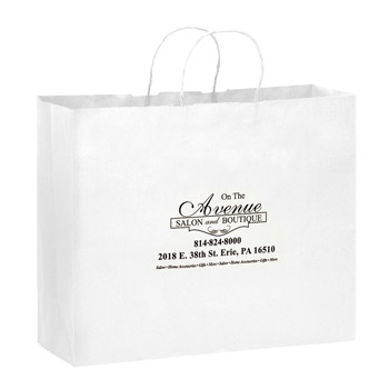 White Kraft Paper Shopper Tote Bag (16"x6"x12") - Flexo Ink