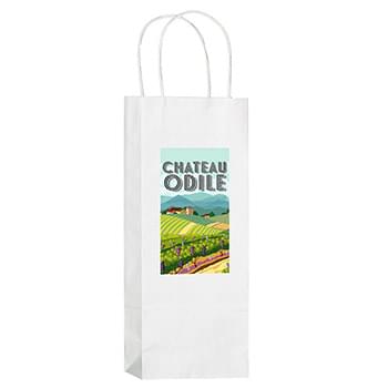 White Kraft Paper Wine Tote - 1 Bottle |5 1/2x3 1/4x12 1/2| - Color Evolution