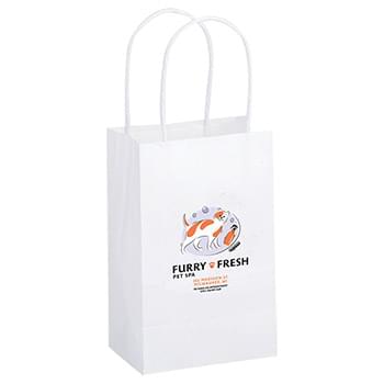 White Kraft Twisted Paper Handle Shopper |5 1/2x3 1/4x8 3/8| - Color Evolution