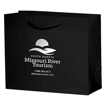 Gloss Laminated Euro Tote Bag w/Macrame Rope Handles (9"x3"x7") - Foil Stamp