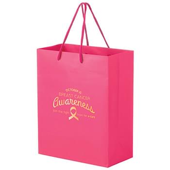 PINK Awareness Matte Laminated Euro Tote Bag |8x4x10| - Foil Stamp