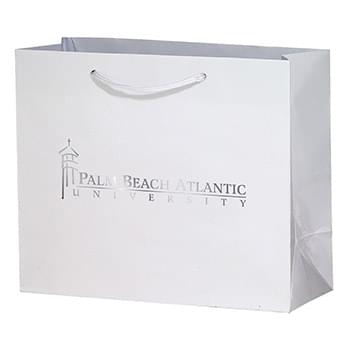 Matte Laminated Euro Tote Bag w/Macrame Rope Handles (9"x3"x7") - Foil Stamp