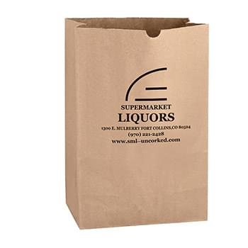 Lightweight 35# Natural Kraft 1/6 bbl. Large SOS Grocery Bag |11x6x17| - Flexo Ink