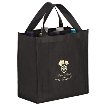 6 Bottle Non-Woven Wine Tote Bag with removable divider - CMYK