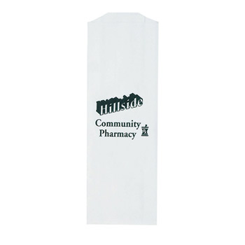 White Kraft Paper Prescription Bag (3 1/2"x1 1/2"x10") - Flexo Ink
