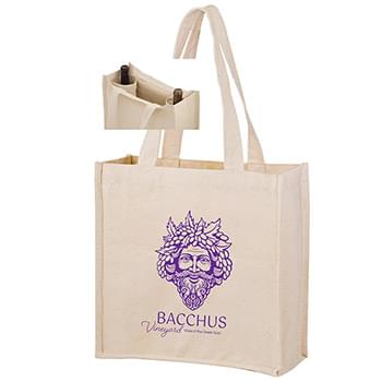 Heavyweight Cotton Tote Bag with 2 Bottle Holders - Screen Print