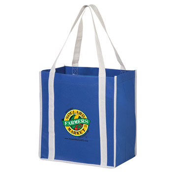 Two-Tone Heavy Duty Non-Woven Grocery Bag w/Insert and Full Color (12"x8"x13") - Color Evolution