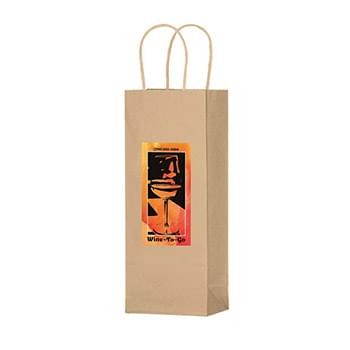 Natural Kraft Twisted Paper Handle Wine Bag - DIGITAL SPLASH |5 3/4x3 1/2x12 1/2|