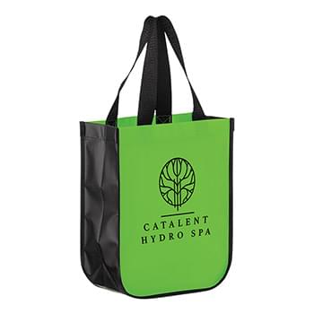 Matte Laminated Tote with Curved Corners & Black Side Gussets (9 1/2"x4 1/2"x11 1/2"H) - Screen Print