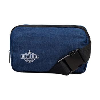 Pre-Consumer Recycled Denim Cross Body Bag with Adjustable Strap |8x2x5 1/4| - Screen Print