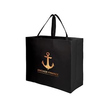 Sugarcane Paper Sustainable Bag with Embedded Web-Style Paper Handle |16x6x12| - Foil Stamp