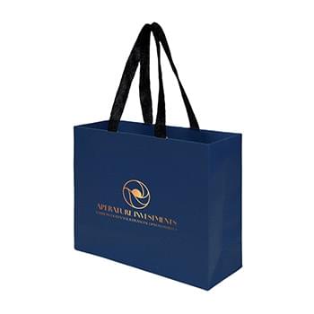 Sugarcane Paper Sustainable Bag with Embedded Web-Style Paper Handle |9x3x7| - Foil Stamp