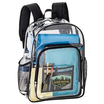 Clear Cold Resistant Heavy Duty PVC Backpack with Adjustable Shoulder Straps & Front Zipper Pocket (12 3/4"x5 3/4"x17") 