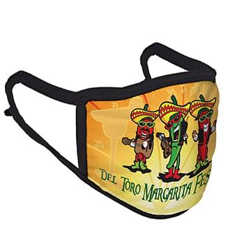 Sublimated 3-Ply Polyester Face Mask with Adjustable Ear Loops - Dye Sublimation