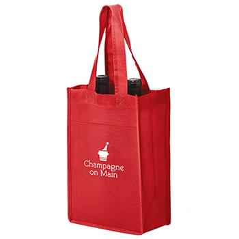 Wine Tote Bag - 2 Bottle Non-Woven Tote Bag (7"x3"x11") - Screen Print