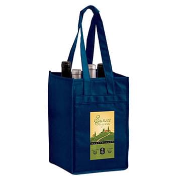 Wine Tote Bag - 4 Bottle Non-Woven Tote w/Full Color (7"x7"x11") - Color Evolution