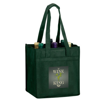 Wine Tote Bag - 6 Bottle Non-Woven Tote w/Full Color (10"x7"x11") - Color Evolution