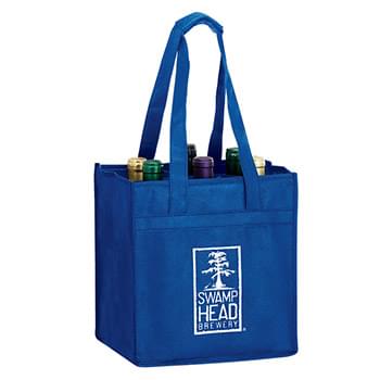 Wine Tote Bag - 6 Bottle Non-Woven Tote (10"x7"x11") - Screen Print