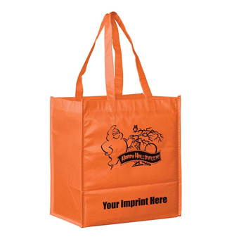 Halloween Stock Design Orange Non-Woven Tote Bag • Ghost - Customized (13"x5"x13") - Screen Print