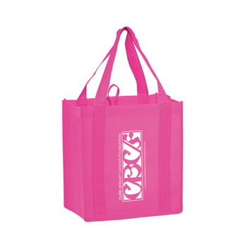 Breast Cancer Awareness Pink Non-Woven Heavy Duty Grocery Bag w/ Insert (12"x8"x13") - Screen Print